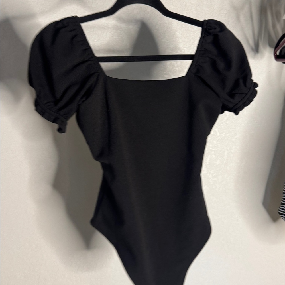 Show Me Your MuMu Black Puff Sleeve Bodysuit